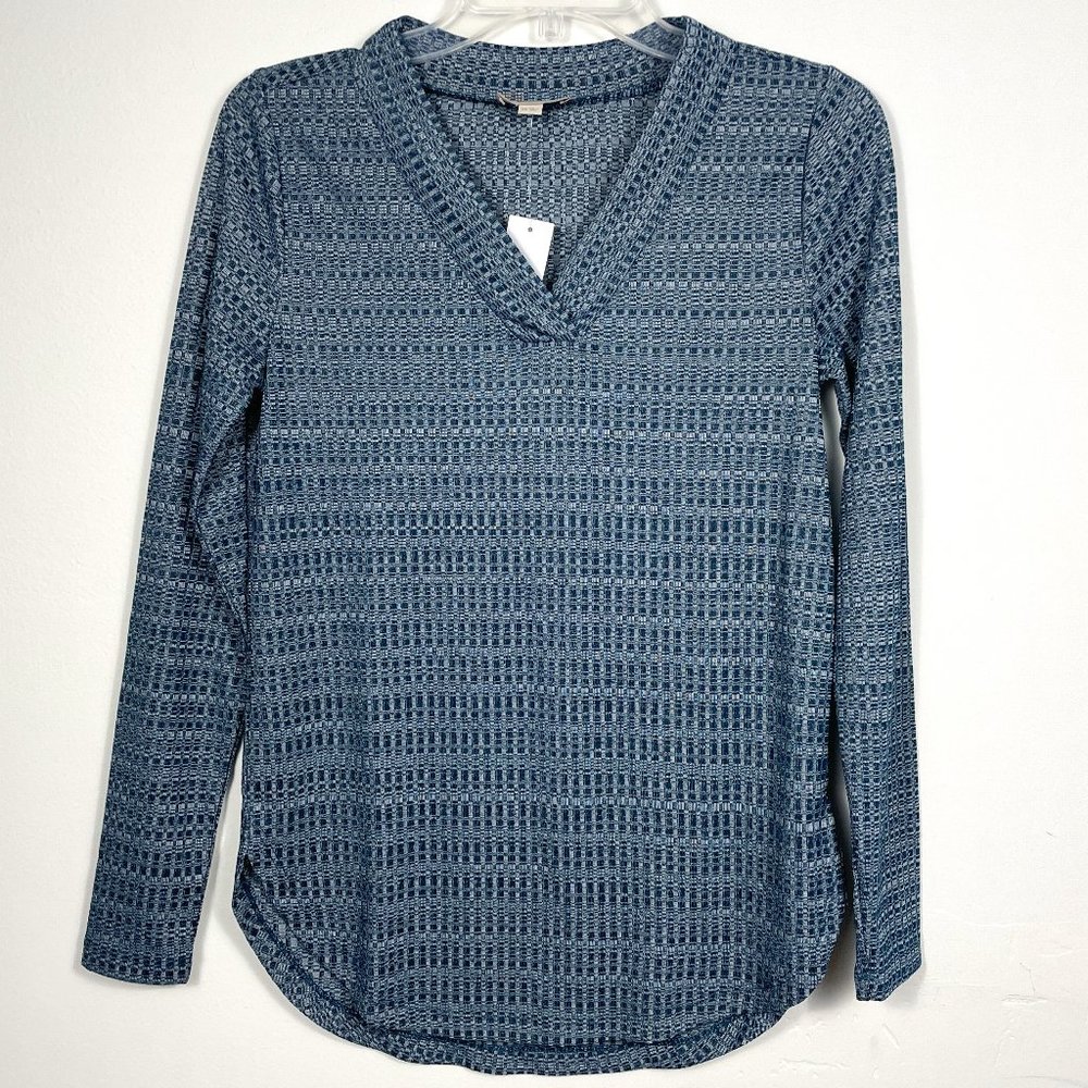 Loft XS Long Sleeve Blue V Neck Shirt